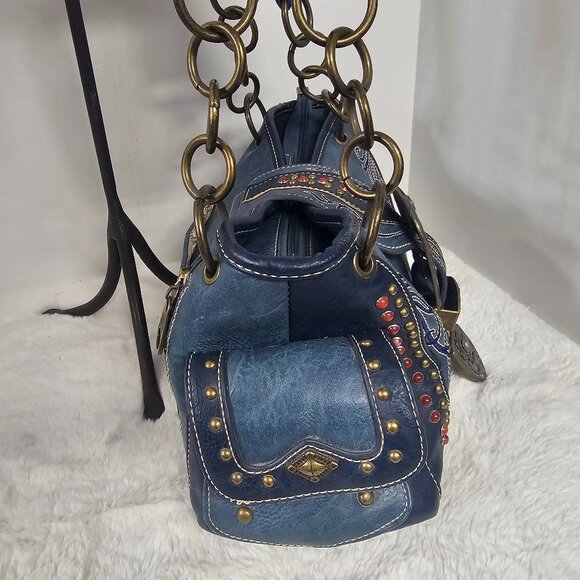 Montana West Blue Western Shoulder Bag w/ Wallet Chain Rodeo Cowgirl Conceal - Picture 5 of 12
